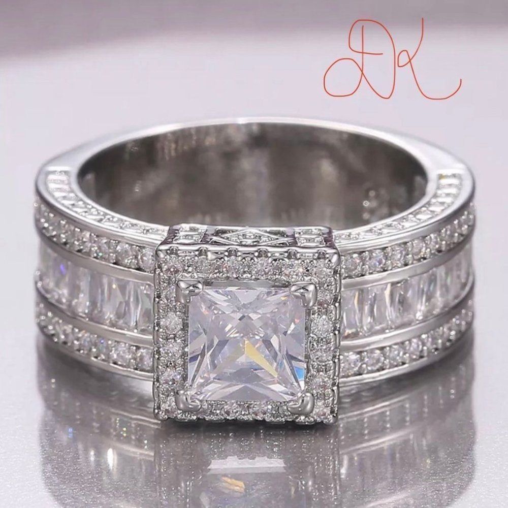 925 WEDDING RING BRIDAL RING ENGAGMENT RING - Picture 2 of 10